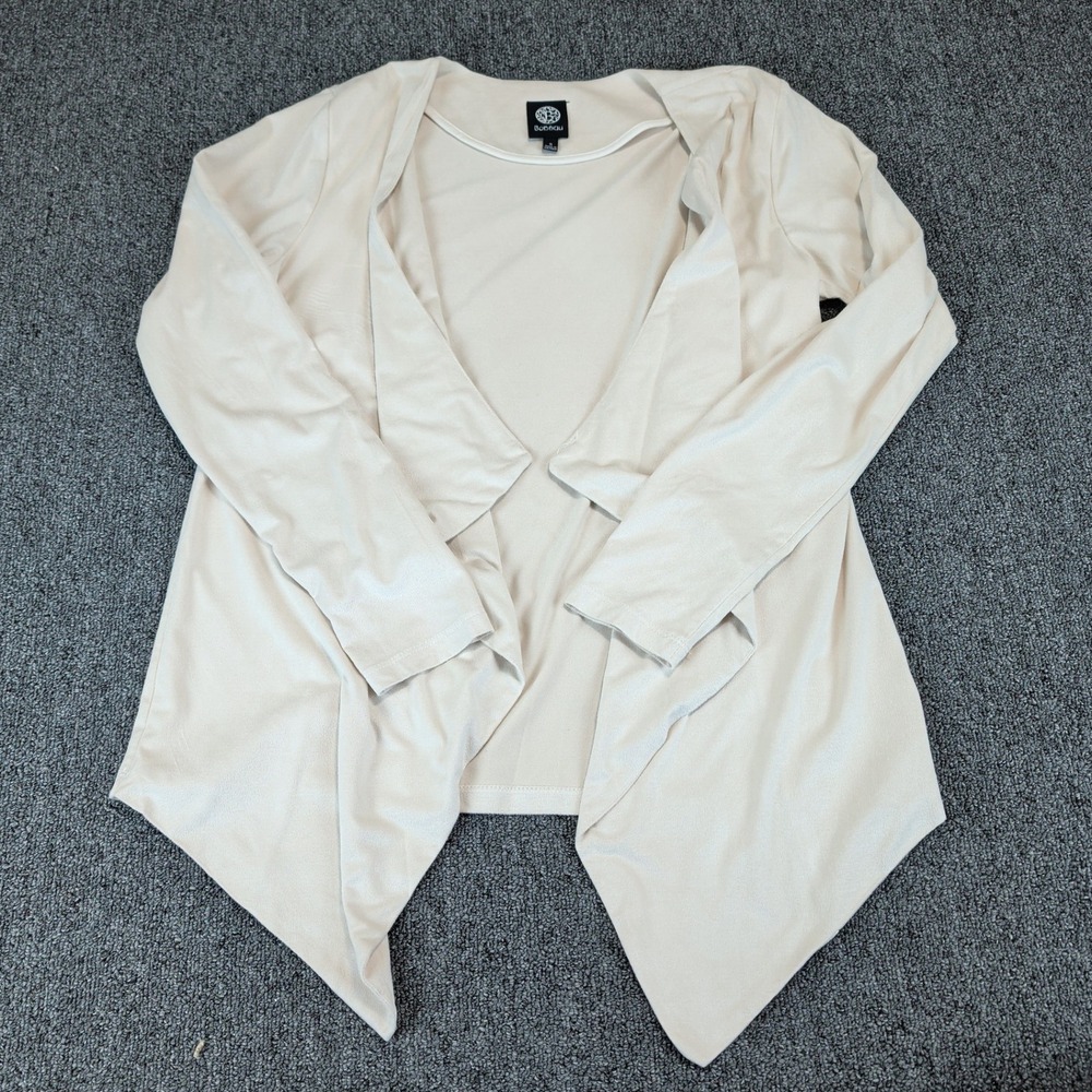 Bobeau Cardigan Size S Women Beige Faux Suede Waterfall Open Front Draped Jacket — photo 2